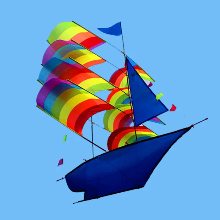 Aquilone volante per barche a vela 3D a linea singola all'aperto per regali per bambini e adulti rainbow ship toys attività di gioco