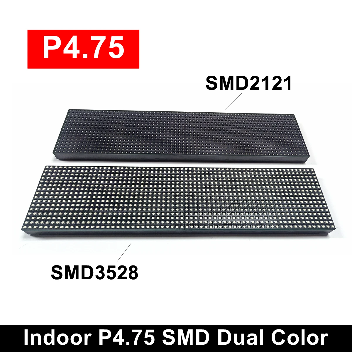 Módulo LED de doble Color para interiores P4.75 SMD, rojo, blanco, 304x76mm, Panel de visualización móvil, 64x16 píxeles, reemplaza la matriz de puntos F3.75