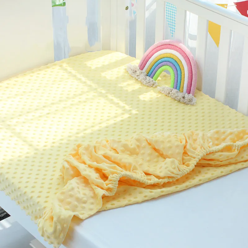 

Baby Cot Minkly Dot Fitted Bed Sheet Cotton Thickening Velet Bedspread Sheet Autumn And Winter For Newborn Kindergarten