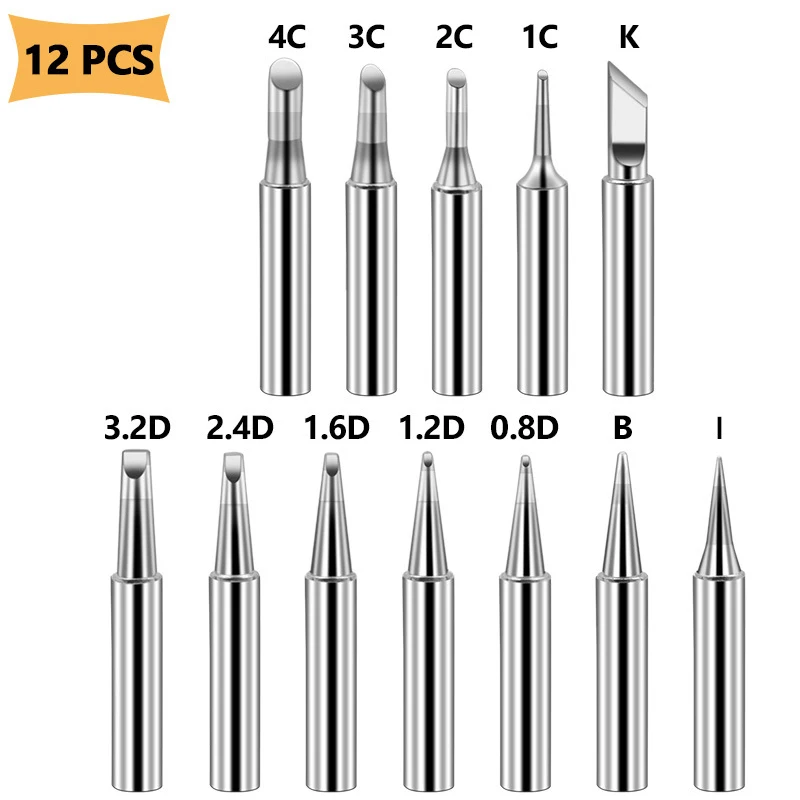 12pcs/10pcs Soldering Iron Tips Set 900M Copper Welding Heads BGA Tools fit Hakko Atten Quick Saike Kada Aoyue soldering station