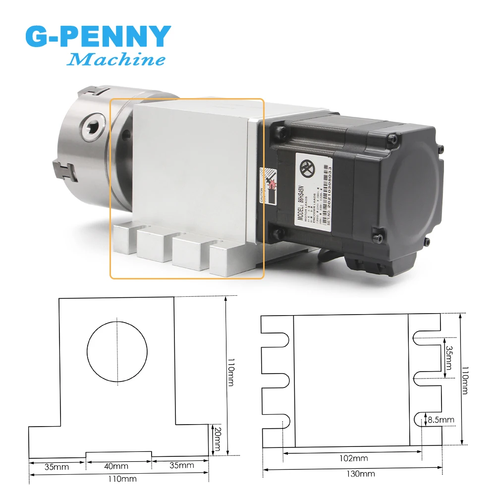 NEW! 4th Axis 3/4Jaw 100mm CNC dividing head/Rotation Axis/A axis kit NEMA34 86HS45N 4.5N.m & HBS86H Closed loop stepper motor