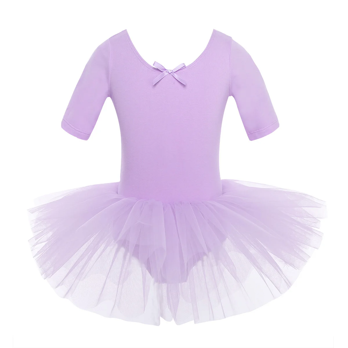 Tutú de bailarina para niña, Ropa de baile de manga corta de algodón, leotardo de baile de Ballet y gimnasia, vestido de tutú de actuación, 2 a 10 años