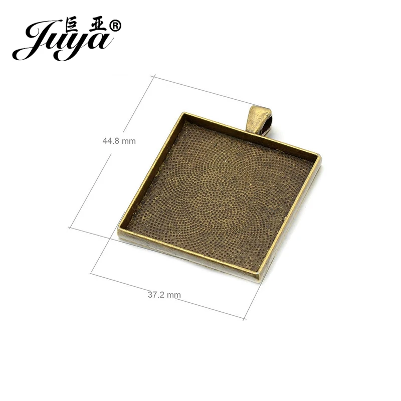 JUYA 10 sztuk/partia 25/30/35mm kwadratowe kaboszony podstawy ustawienia Charms wisiorek komponenty do wyrobu biżuterii rękodzieło akcesoria — zdjęcie 7