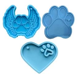 3 Pcs/Set Dog Paw Style Keychain Epoxy Resin Mold Necklace Pendant Silicone Mould DIY Crafts Jewelry Casting Tool