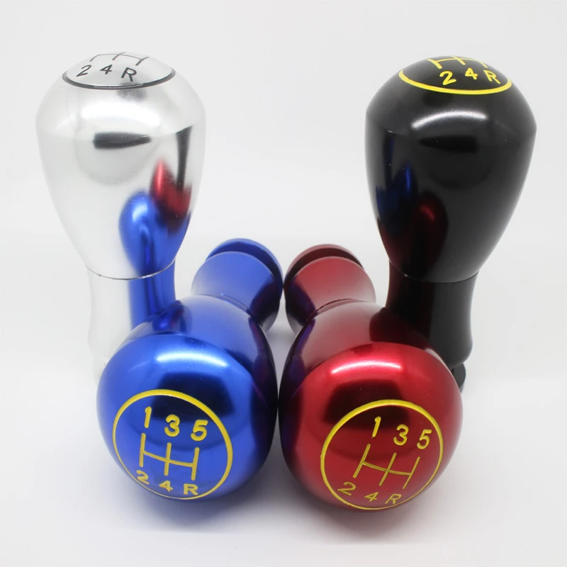 Car Aluminum 5 Speed Universal Racing Shift Knob Shifter Lever Knob Black/Red/Blue/Silver