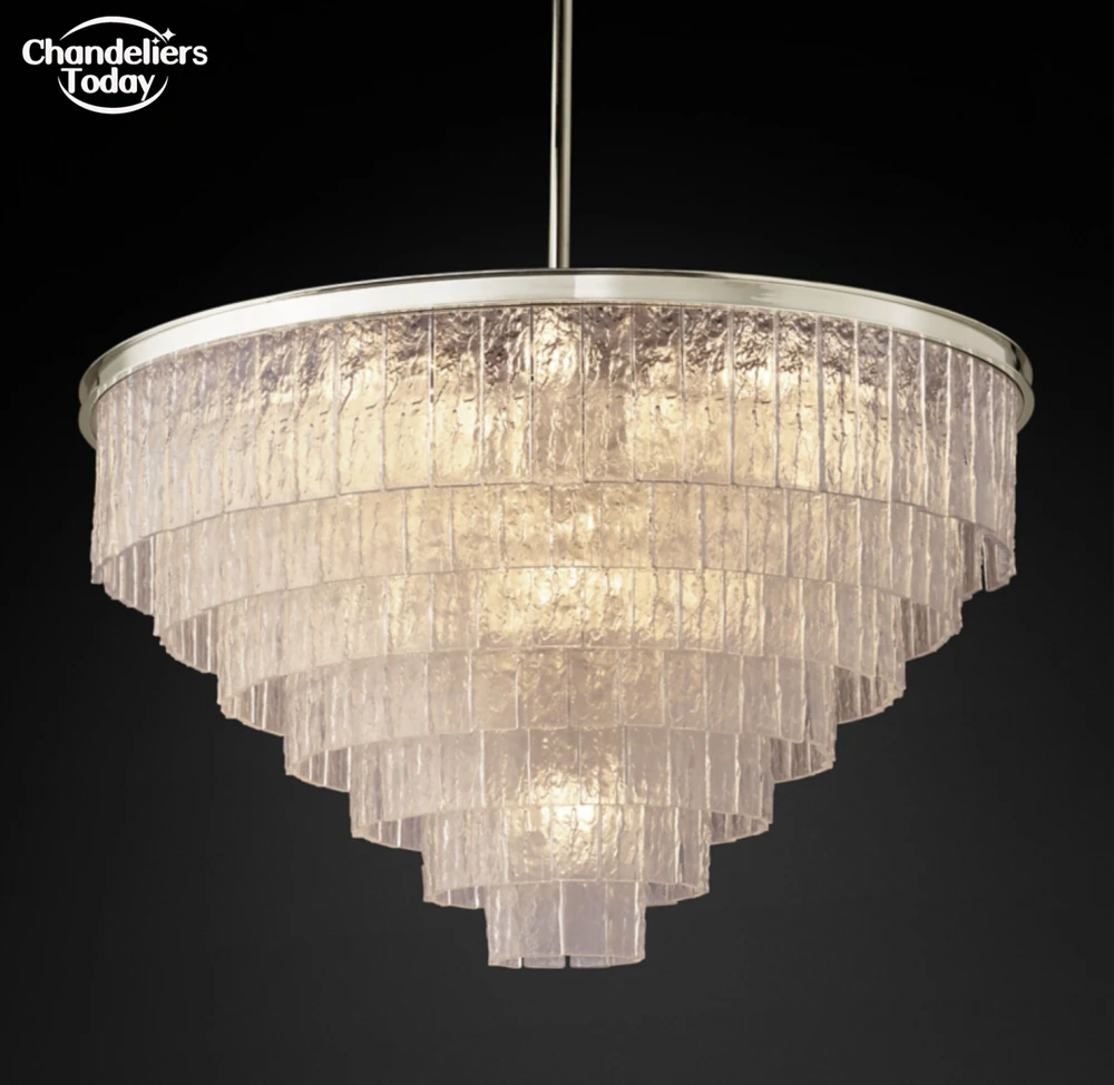 Glace Round Chandelier Modern Chandelier Lighting Lustre de Cristal Chandelier Lamp LED Linear Chandelier Hanging Light