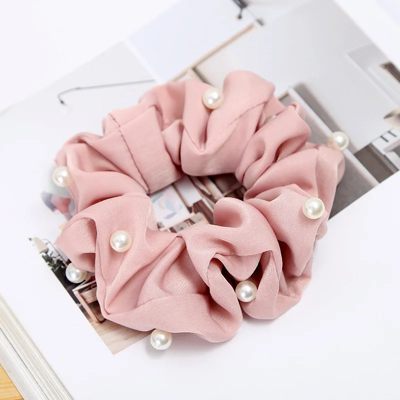 New fashion pearl large intestine circle fabric hair ring Women Elastic Hair Bands hair accessories