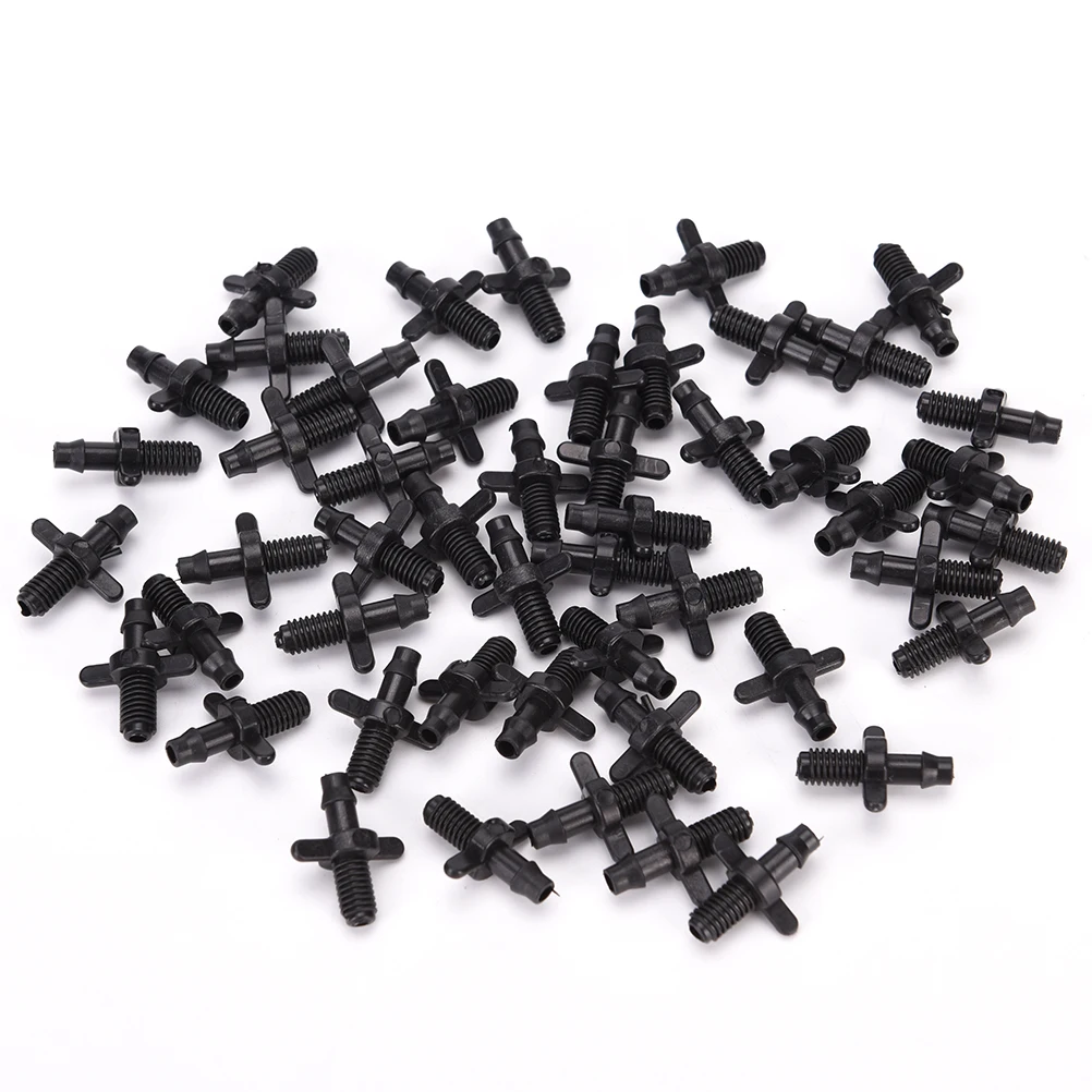 50pcs Barb And Garden 4/7mm Splitter Adapter Connector Irrigation Hoses Pvc Fittings 6mm Thread Cooling Plant Watering Wholesale