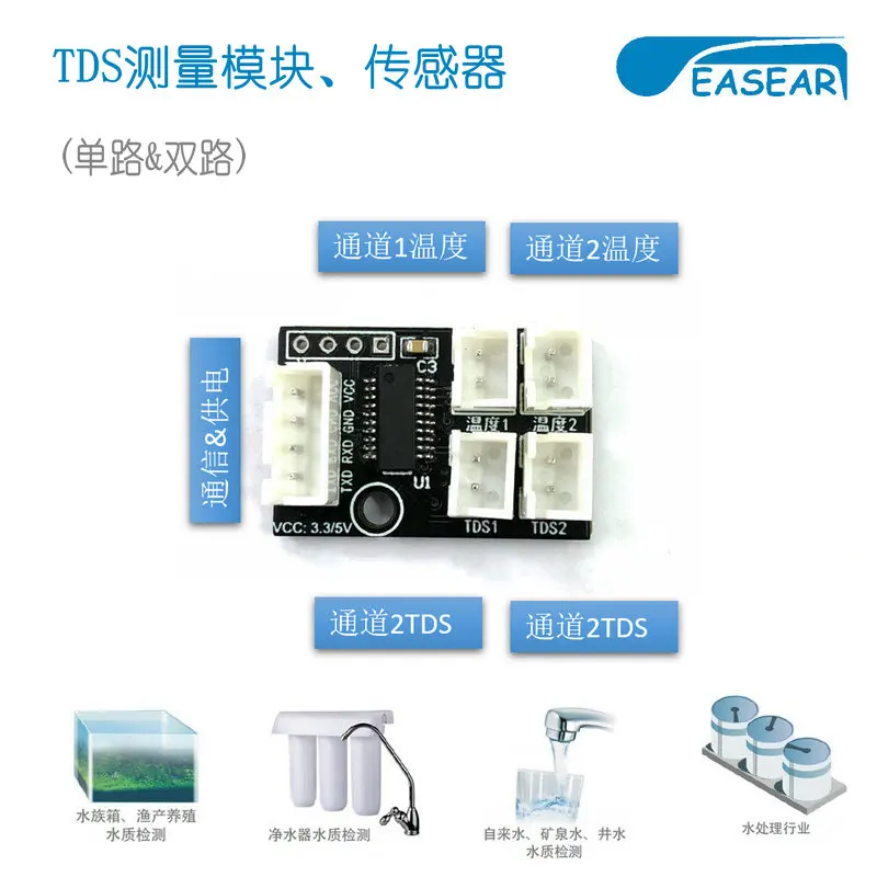 TDS Water Quality Detection Solution Single Channel Dual Channel TDS Detection Sensor Module Conductivity Module