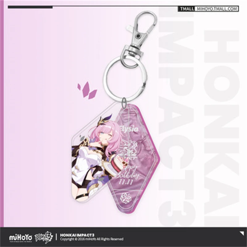 Anime Game Honkai Impact 3 COSPLAY Elysia 2021 Birthday Gift Box Christmas Gift Badge Pendant Character Stand Three-Piece Set