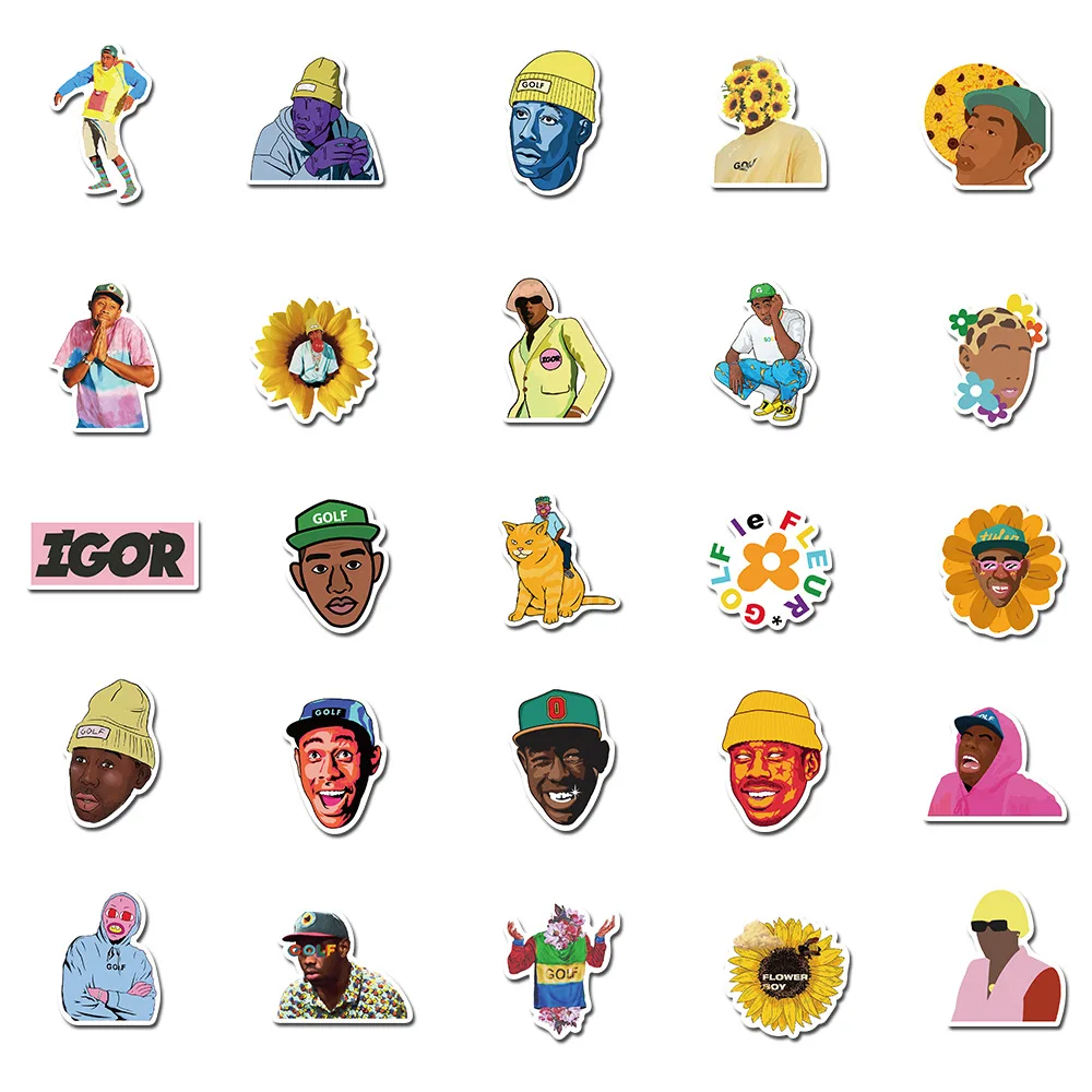 10/30/50pcs Tyler The Creator Rapper Singer Stickers DIY Skateboard Fridge Laptop Motorcycl Luggage Phone Graffiti Sticker Toys