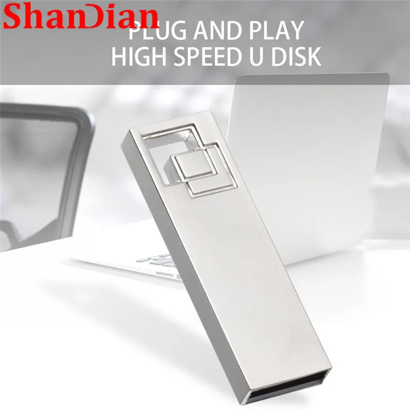 SHANDIAN-محرك فلاش USB معدني صغير ، 4 جيجابايت ، 8 جيجابايت ، 16 جيجابايت ، 32 جيجابايت ، 64 جيجابايت ، سعة حقيقية 2.0 ، شعار مخصص ، بالجملة