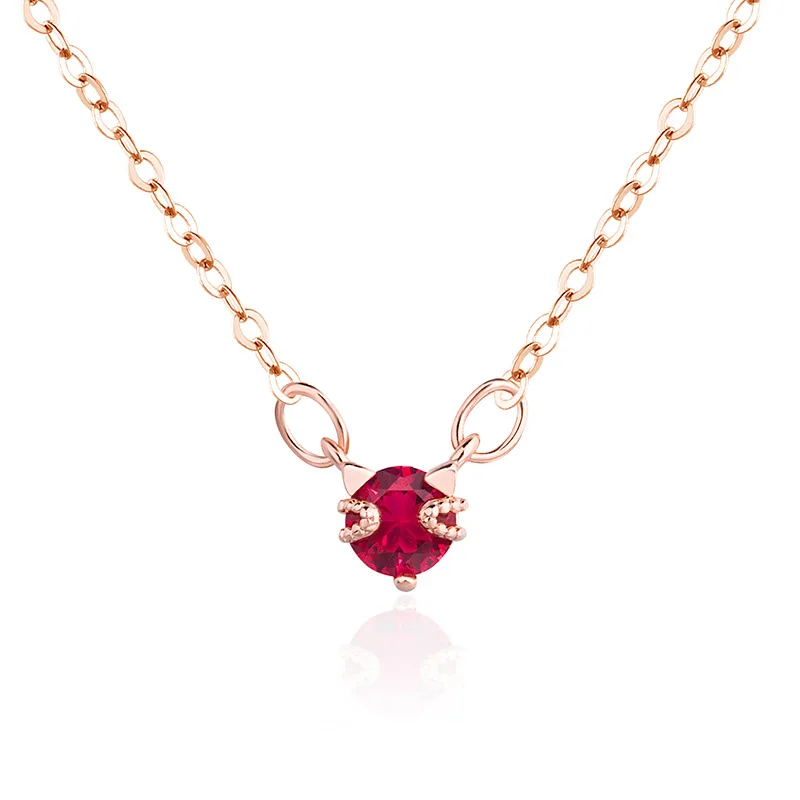 14K Rose Gold Pierscionki Pendant Bizuteria Gemstone Real Natural Red Ruby Treasure Pendant Necklace Jewelry Pendant Females