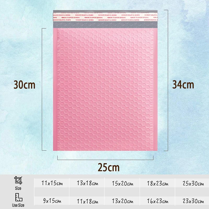 50/100pcs Pink Bubble Mailer Bag Poly Self Seal Bubble Envelope Bag Adhesive Boutique Shipping Bags Bubble Padding