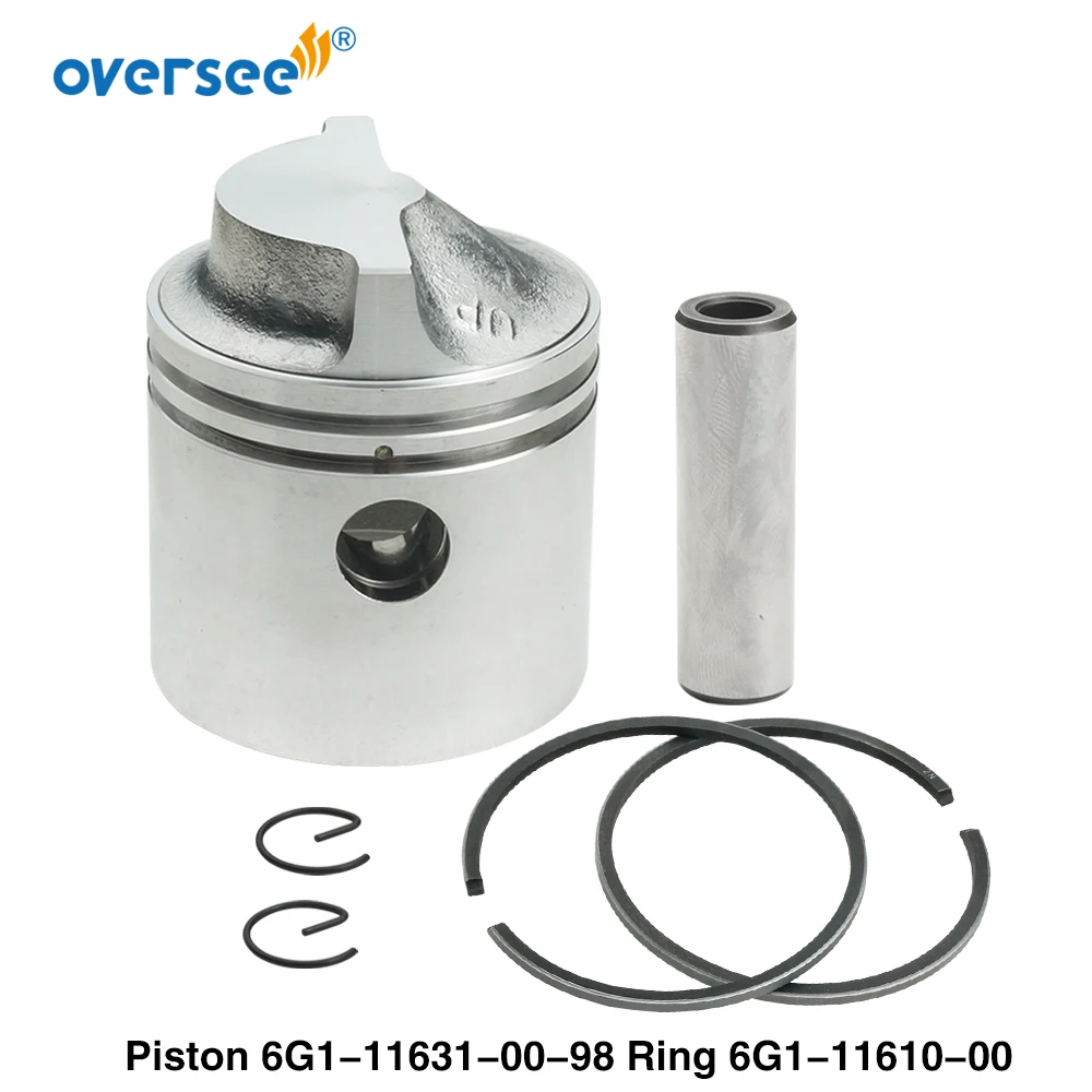 6G1-11631 & 6G1-11610 Piston with Ring STD Kit For Yamaha Outboard Motor 2T 6HP 8HP; 6G1-11631-00-98 ;6G1-11610-00 Dia.:50mm