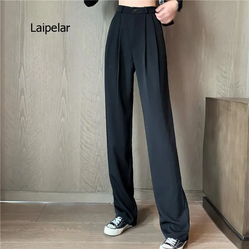 Ice Silk Wide Leg Pants Women's High Waist and Sagging Thin Style Summer 2020 Loose Straight Suit Floor Pants