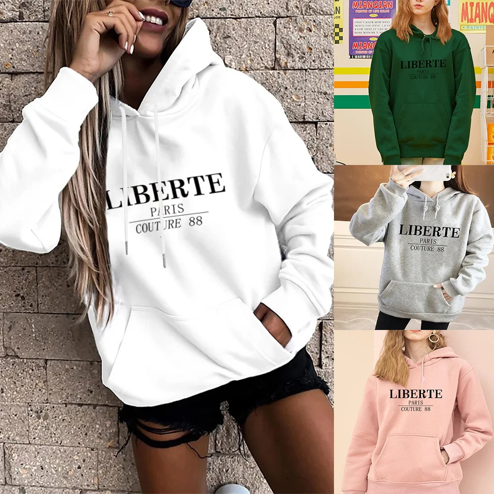 

Ladies Fashion Hoodie Sweatshirt Fall Long Sleeve Hoodie Base Long Sleeve Top Loose Pocket Sweatshirt Girls Casual Pullover