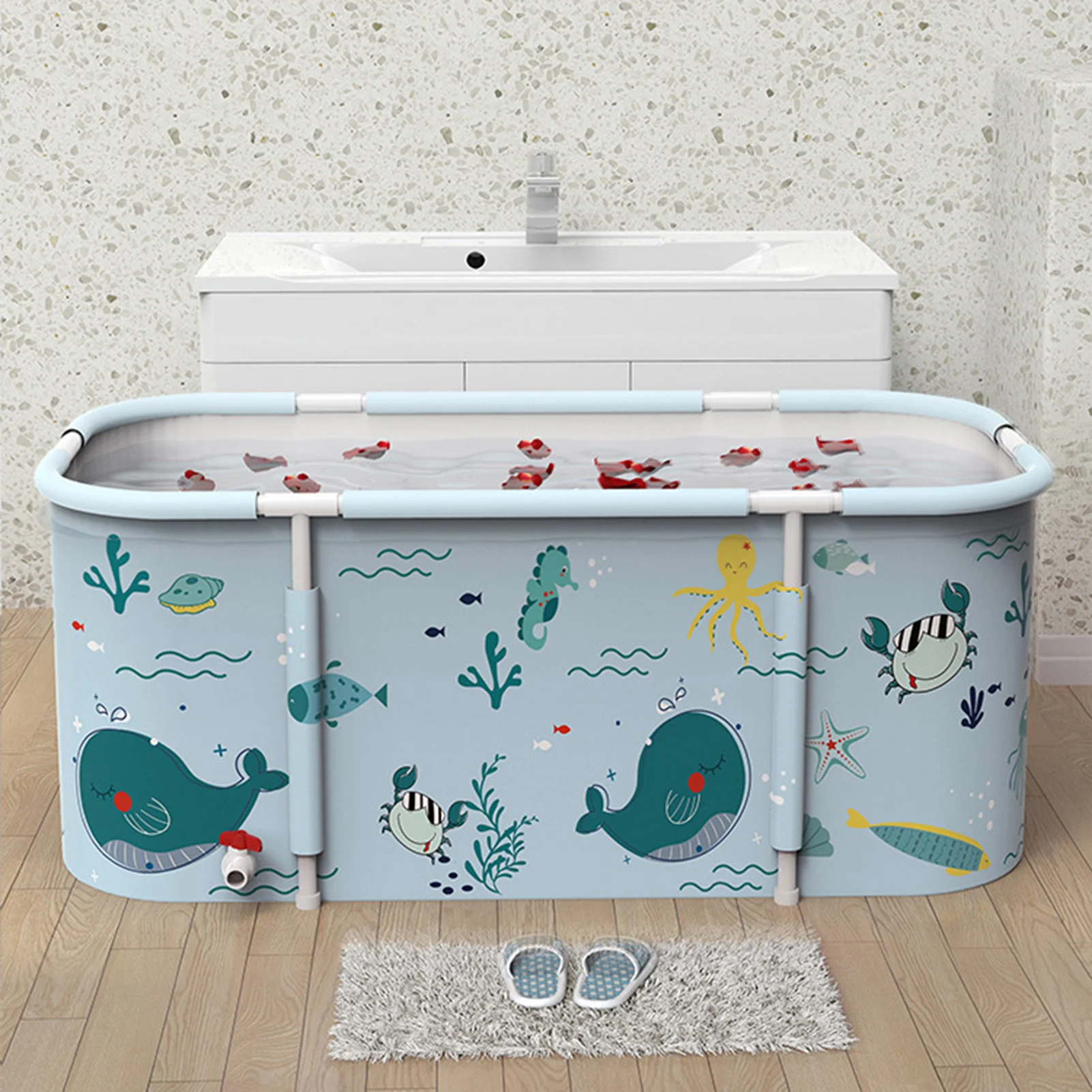 Folding Bathtub Large Adult Tub Portable Bathtub Folding Bath Bucket Thicken Shower Barrel Baby Swimming Pool Bathroom SPA Tub