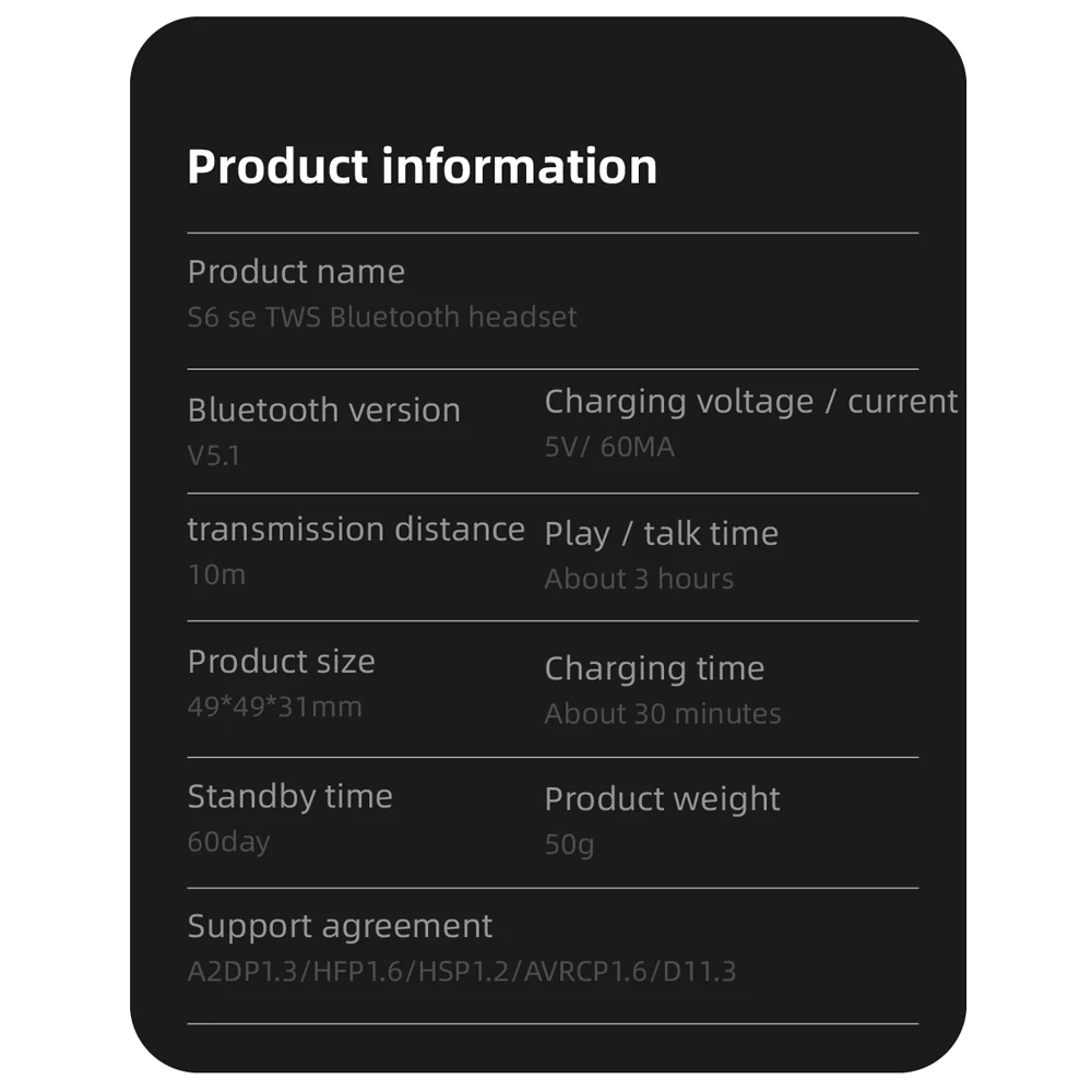 S6 se tws fones de ouvido sem fio bluetooth mini fone controle toque à prova dwaterproof água música estéreo esportes