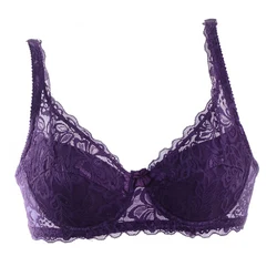Ladies Underwear Underwire Plunge Push Up Embroidery Brassiere Floral Lace Bras Lingerie BH 32 34 36 38 40 42 44 A B C D DD E F