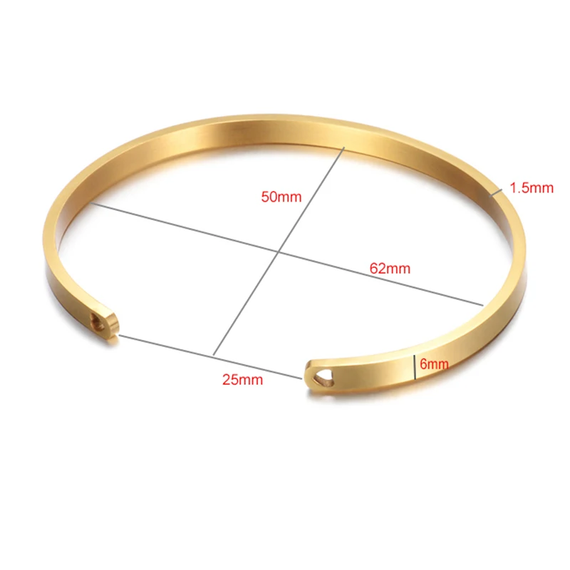 Customized 6MM Stainless Steel Bangle, Personalised Gift