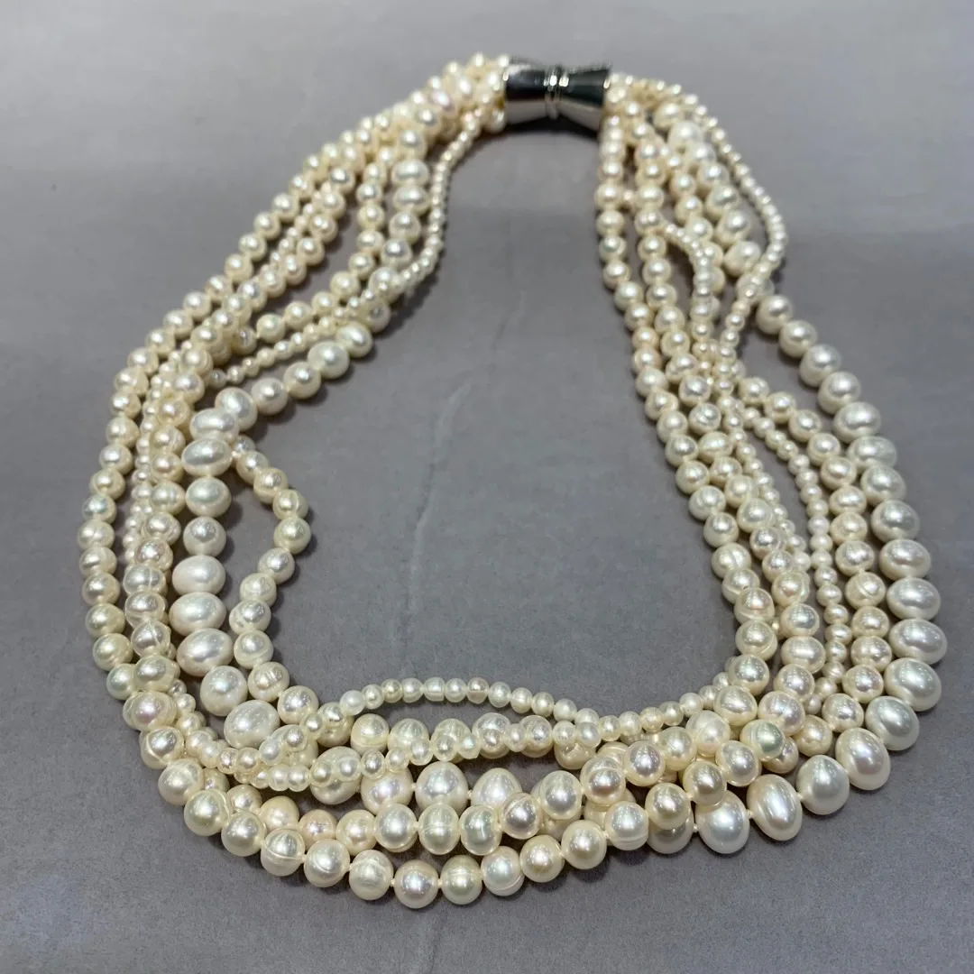 natural fresh water pearl necklace twist multi layers european and american style different size mixed fashion women jewelry