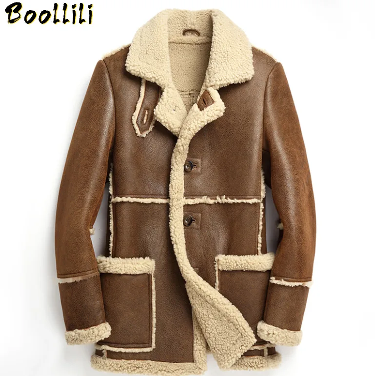 

Sheep Boollili Real Shearling Jacket Men Genuine Leather Jacket Winter Natural Fur Coats Luxury Sheepskin Coat