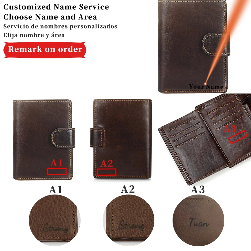 

Custom Engraving Name Wallet Men Short Retro Top Layer Cowhide Wallets Men Fashion High Quality Card Holder Coin Pocket Purse