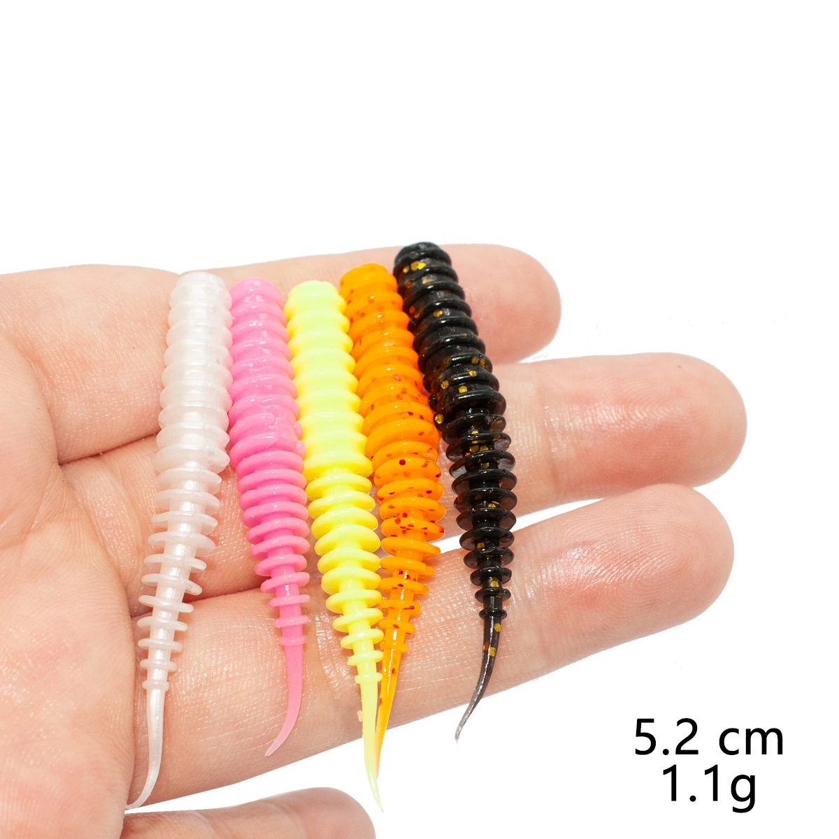 Soft Worms Soft Bait 52mm 1.1g Silicone Soft Lures Spiral Tail Drop Shot Rock Fishing Artificial Rubber Soft Bait