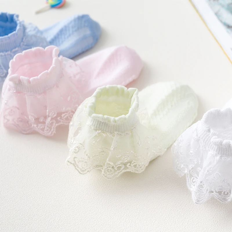 Summer Fashion Kids Socks Baby Girl Ruffle Sock Cute Baby Frilly  Toddle Designer White Pink Lace Kid Cotton Socks For Girls