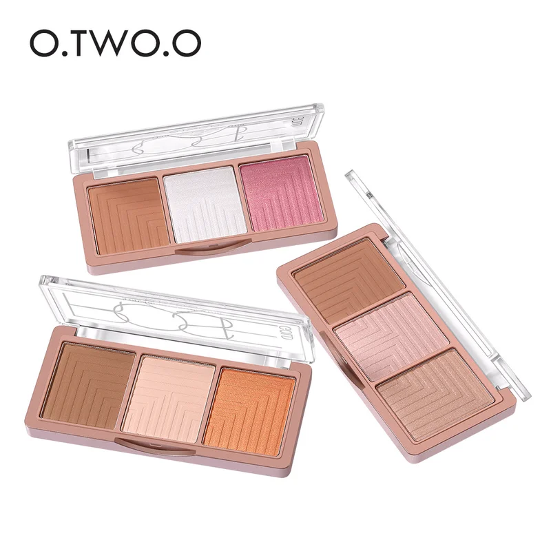 O.TWO.O 3 Color/set Makeup Highlighter iluminador Bronzer Face Contour Pressed Powder Cosmetic Brighten Concealer Face Highlight