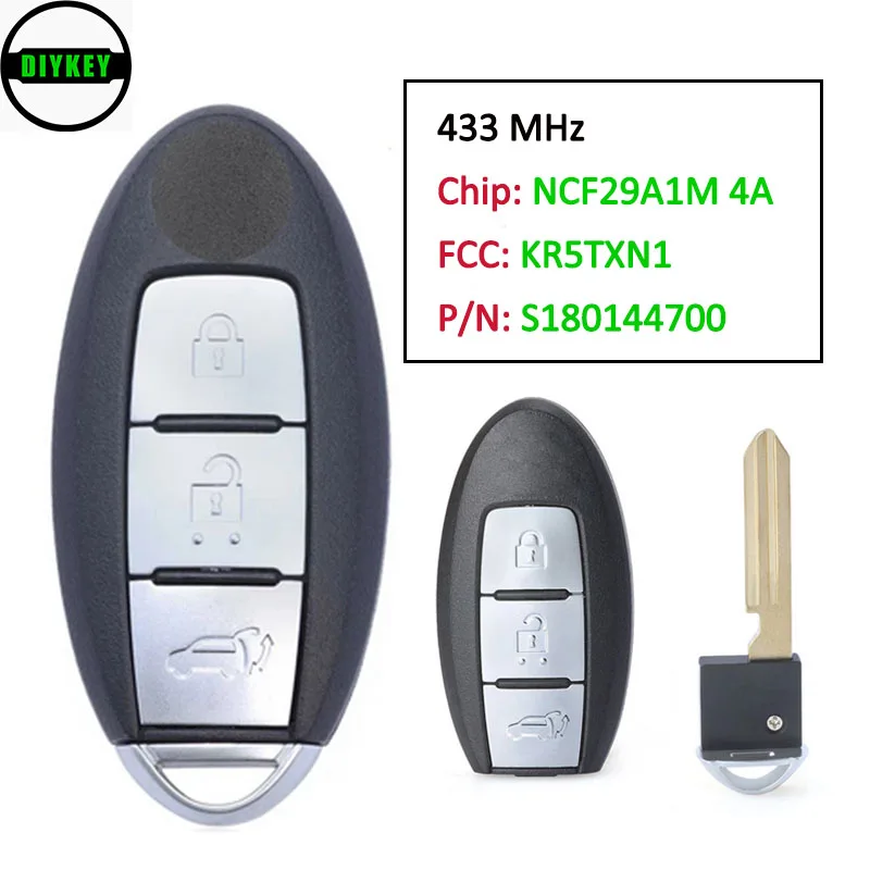 

DIYKEY 433MHz NCF29A1M 4A Chip KR5TXN1, S180144700 Keykess-Go Proximity Remote Key Fob 3 Button for Infiniti Q50 2019 2020