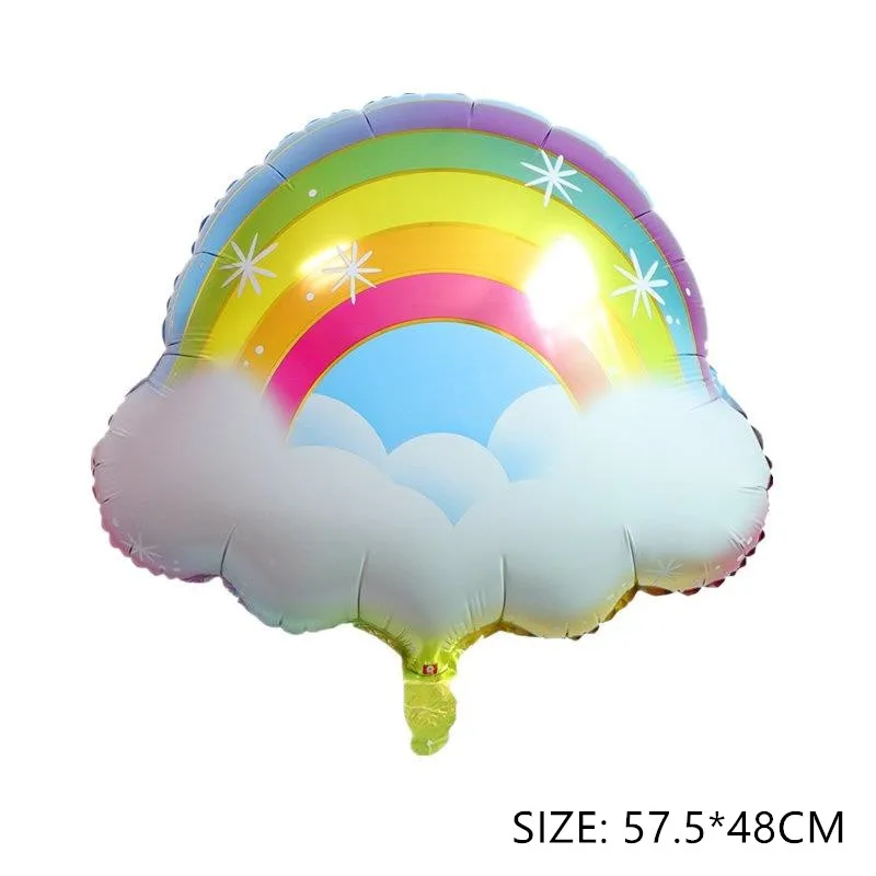 Sun Rain Rainbow Tassel Cloud Fairy Hot Air Balloon Birthday Party Decoration Children Gift Aluminum Foil Inflatable Ball