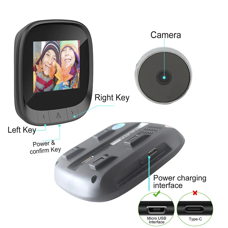 Peephole Doorbell Camera Monitor 92pcs Photo Record Digital Video-eye Viewer Video Doorbell Wireless Smart Call Door Eye