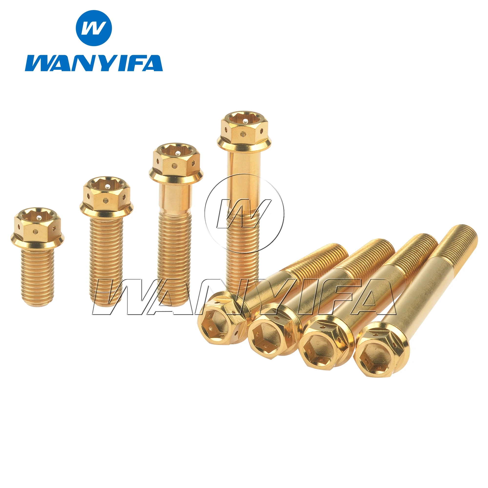 Wanyifa Titanium Ti Bolt M10x20 25 30 35 40 45 50 55 60 65 70 75 80 85 90mm Flange Hex Head Screw for Cycling Caliper Refit