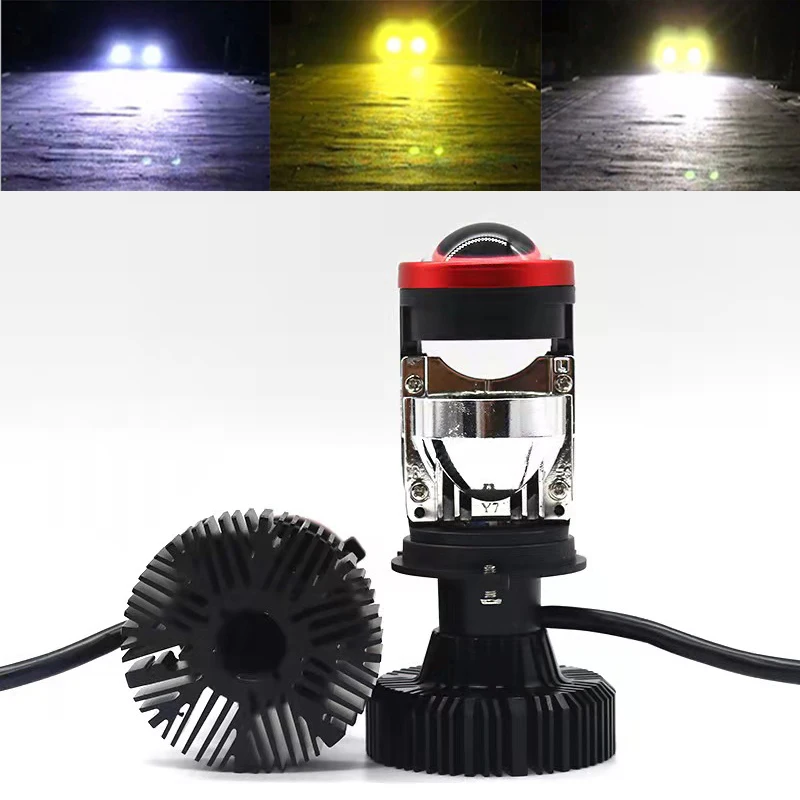 

2X Car LED Headlight Bulbs Canbus H4 LED Lights H4 Mini Projector Lens 100W 3000K 4300K 6000K Auto Fog Lamp 12V 3 Colors Change