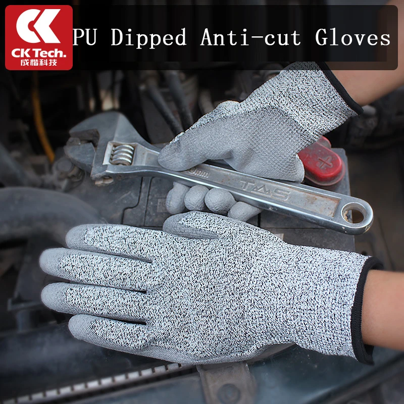 CK Tech. Level 5 Cut Resistant Gloves 3D Comfort Fit Durable Thin Wear-resistant Glove Non-slip Anti-puncture Hand Protection