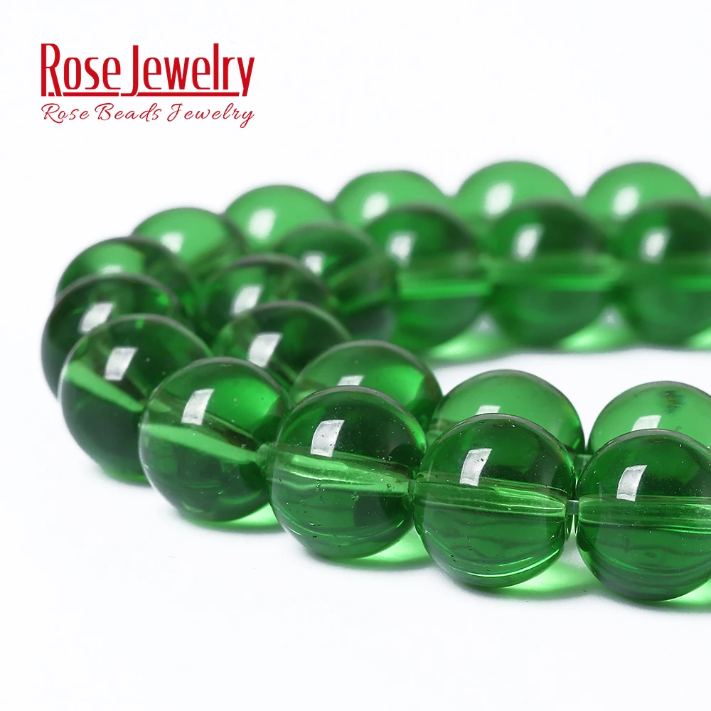 Wholesale Smooth Clear Green Glass Round Spacer Beads for Jewelry Making 4 6 8 10 mm Loose Beads Diy Bracelet 15\