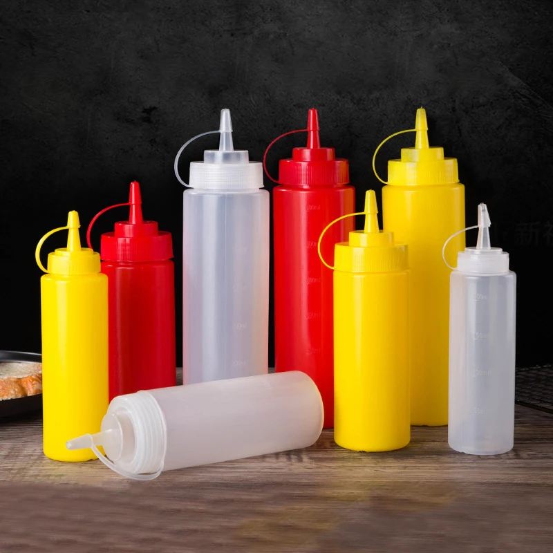 Condiment Squeeze Bottles ,For Ketchup Mustard Mayo Hot Sauces Olive Oil Bottles Kitchen Gadget