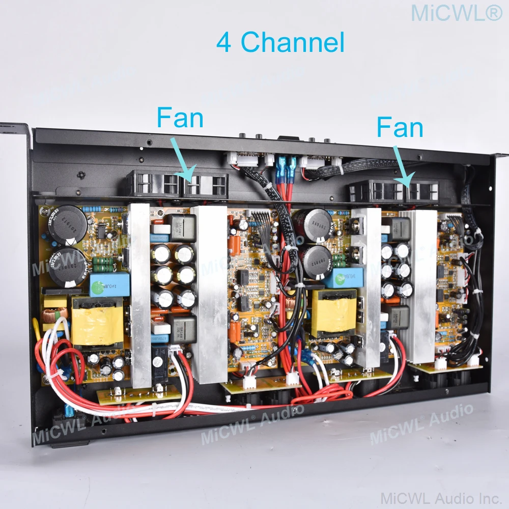 MICWL Audio 4 Channel 5200W Digital High Power Microphone Amplifier 5200 Watts AMP Stereo MiCWL D6400 Black