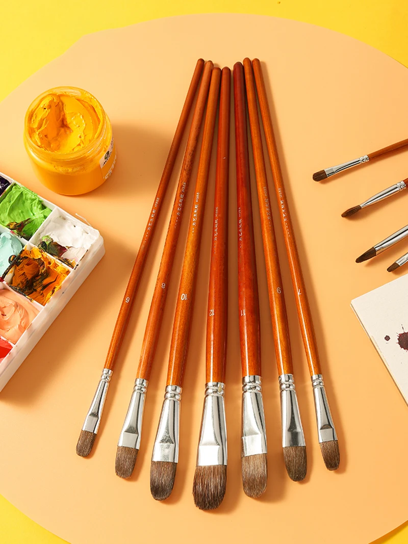 Weasel cabelo escova aquarela, especial arte conjunta paint pen, linha acrílica caneta óleo, guache paint set, conjunto de 6 peças