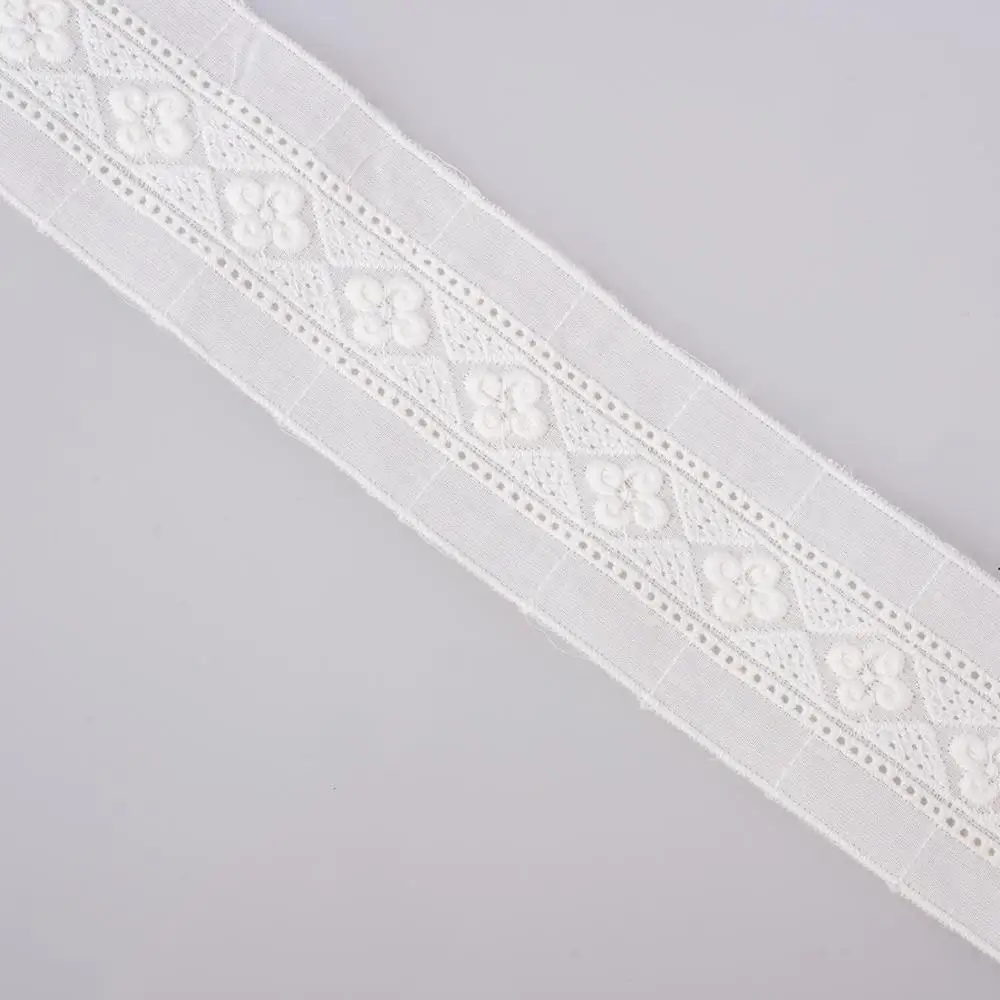 Cusack 2 yard Off White 9 cm Cotton Embroidered Lace Trim Ribbon Cotton for Garment Home Textile Lace Fabric Sewing Needlework