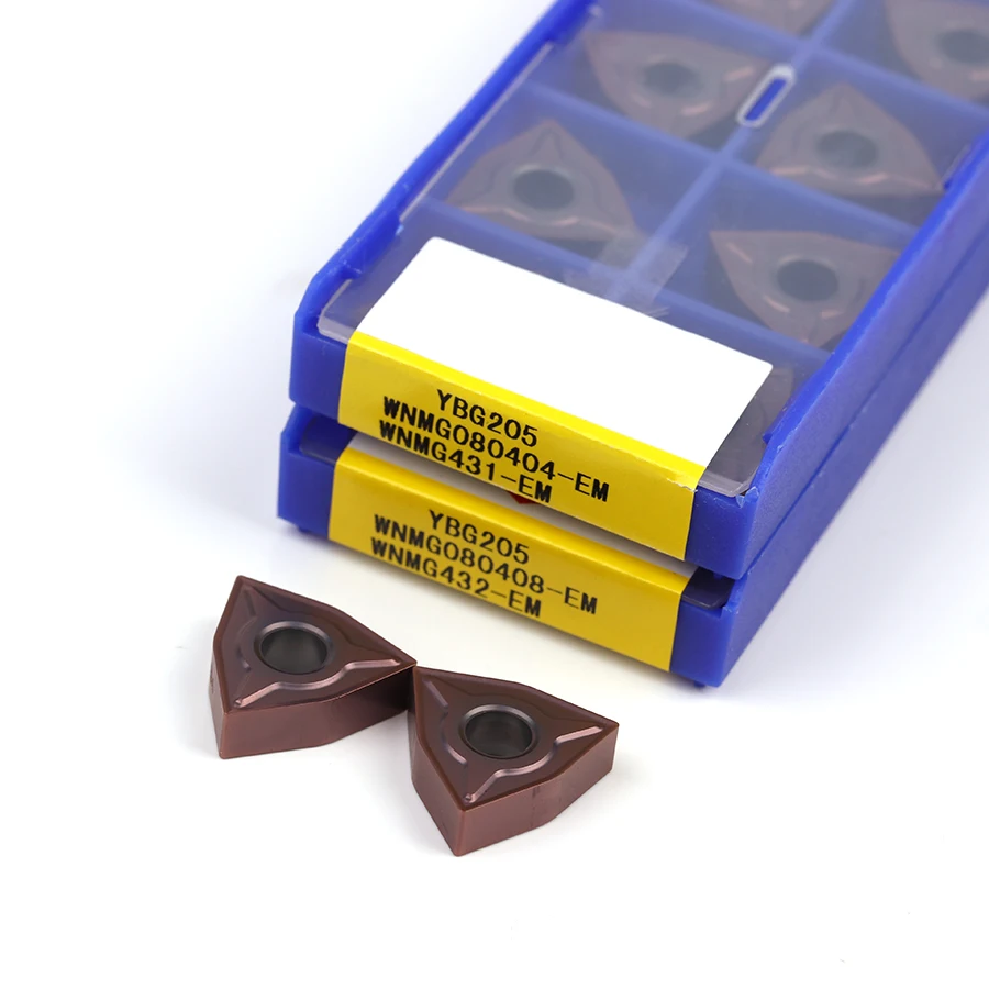 WNMG080408 EM WNMG080404-EM YBG205 CNC torno insertos herramientas de corte de carburo cementado cuchillas de torneado externo, para acero inoxidable