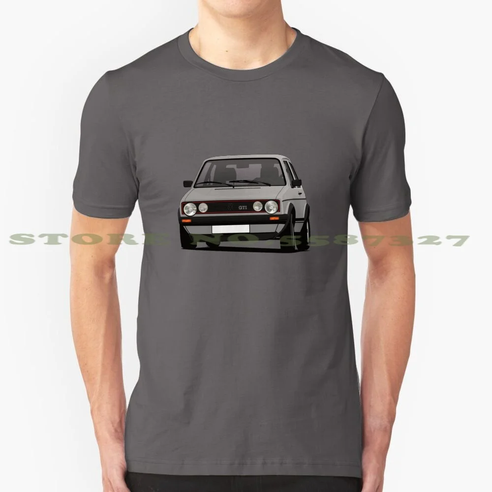 Gray Cornering Golf Gti I-Illustration 100% Pure Cotton T-Shirt Golf Mk1 Rabbit Gti Gray Car Hot Hatch 70S Seventies Classic