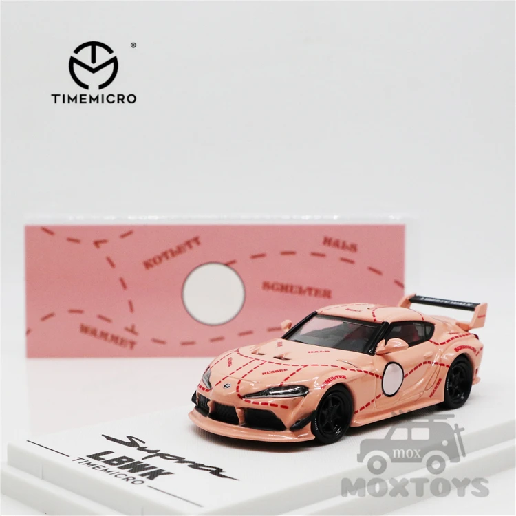 نموذج سيارة TimeMicro 1:64 Supra وردي الخنزير/فضي Diecast