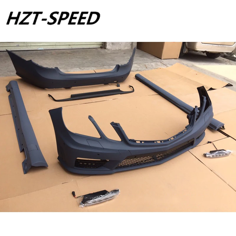 PP Unpainted Car Body Kit Front Rear Bumper Side Skirt Extensions For Benz W212 E200 E260 E300 Refit E63 AMG Style 2010-2013