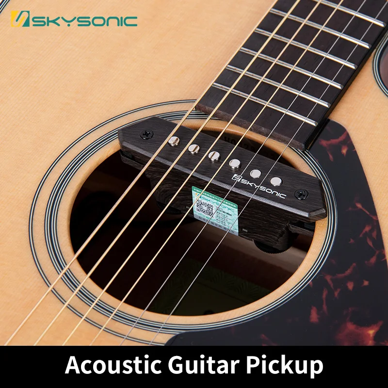 Skysonic A-810 Acoustic Guitar Pickup, Sound Hole Pickup, Tone and Volume Control, Humbucker, Clear Sound Wood Finished