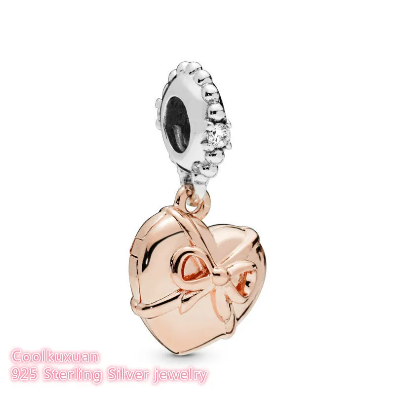 

Лето 100%, искусственное серебро, бразильское сердце, подвеска, бусины из розового золота, подходят для оригинальных браслетов Pandora, ювелирные изделия