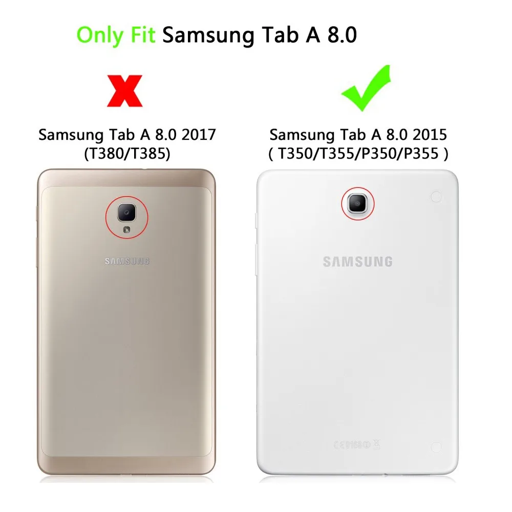 360 Rotation Coque for Samsung Galaxy Tab A 8.0 (2015) T350 T355 Case 360 Smart PU Leather Cover for Samsung T350 T355 Case Flip