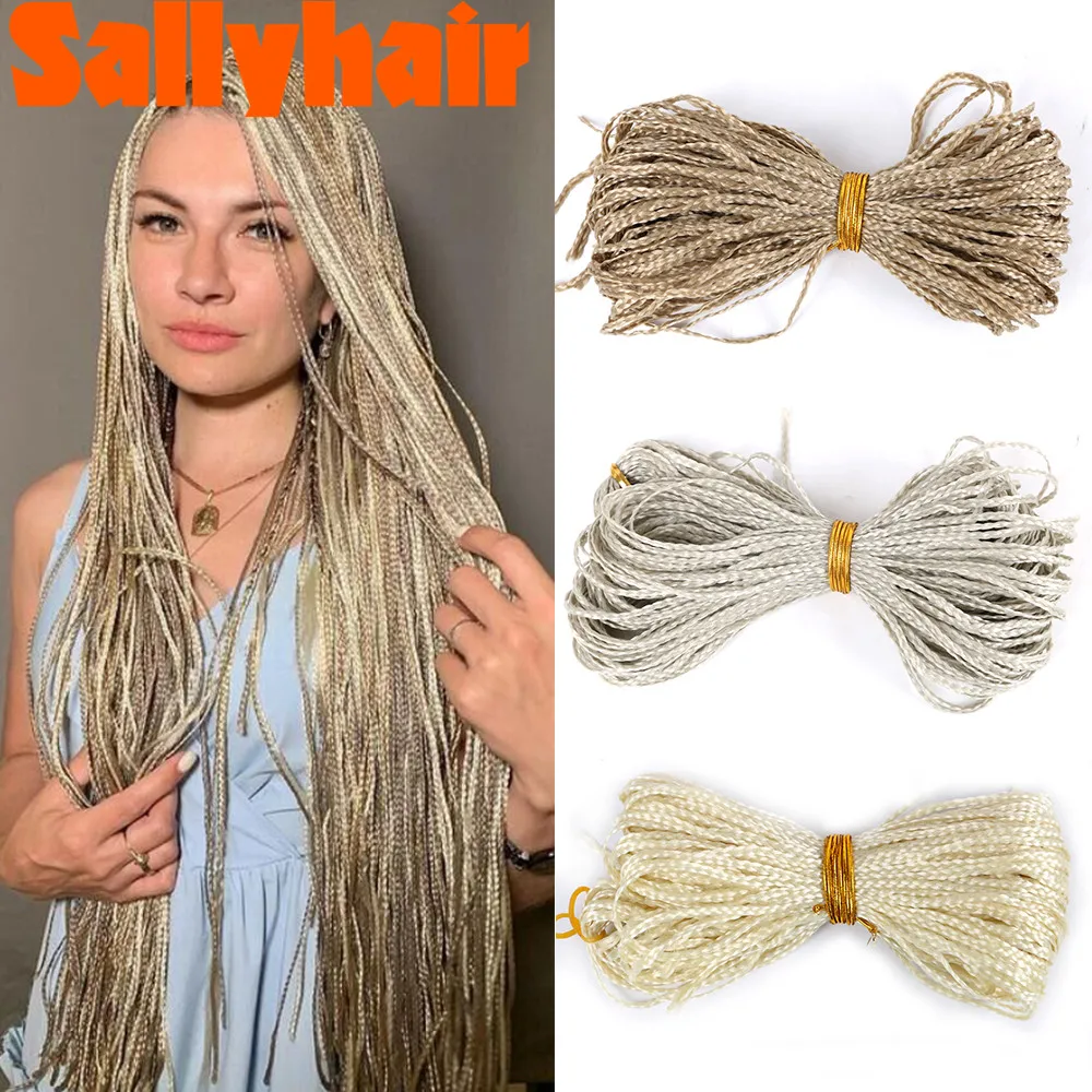 

Sallyhair Synthetic Braids Thin Box Braids Crochet Braiding Hair Colorful Zizi Braids Extensions Grey Pink Black Brown Hair